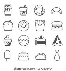 Junk Food Line Icons