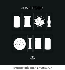 Junk food on a black and white background.Advertising poster design for beauty store, blog, Magazine and promotion.
