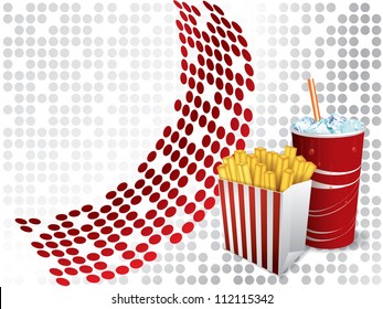 Junk food on dotted background