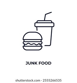 junk food  outline icon. Linear vector from food concept. Thin line junk food  icon isolated on white background