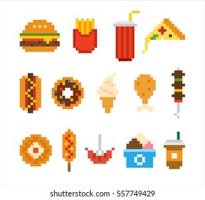 junk food pixel vector illustration flat design