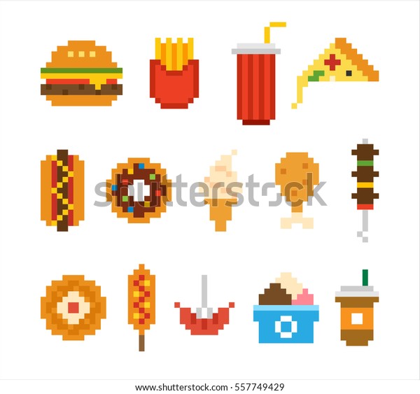 Junkfood Pixel Vektorgrafik Design Stock Vektorgrafik Lizenzfrei