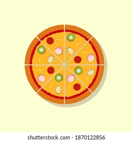 Junk food Pizza with flat style. Fast food, pizza icon.