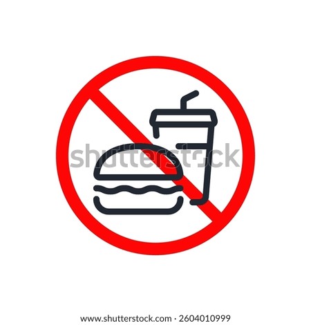 Junk food prohibited editable stroke outline icon isolated on transparent background flat vector illustration. Pixel perfect. 64 x 64.