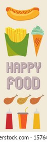 Junk food  set with text