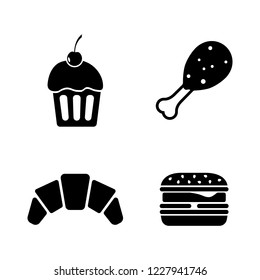 Junk Food. Simple Related Vector Icons Set for Video, Mobile Apps, Web Sites, Print Projects and Your Design. Junk Food icon Black Flat Illustration on White Background.