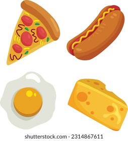 ilustración vectorial de comida chatarra y bocadillos