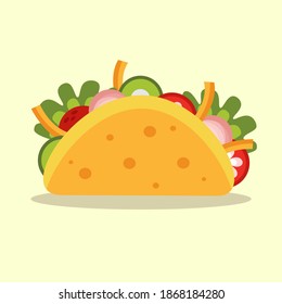 Junk food taco with flat style. Fast food, Taco icon.