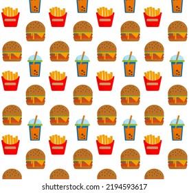 junk food that is made into a cute and colorful background pattern