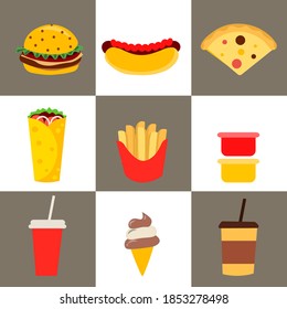 Junk Food Vector Bundle. Unhealthy Foods