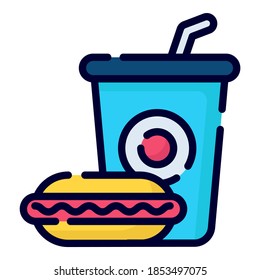 junk food vector icon. colored outline style for Web and Mobile.