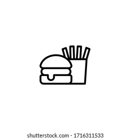 Junk food vector icon in linear, outline icon isolated on white background