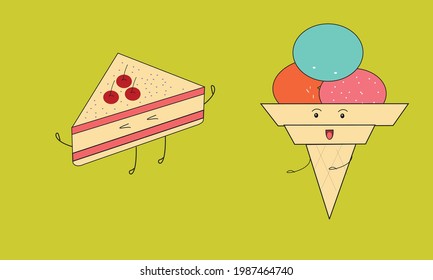 Junk Food Vector Illustration. Fast Food Restaurant Menu Items. Colorful Eating Collection