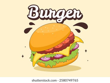 Junk Food Vector Illustration featuring Fast Food Meals such as French Fries, Pizza, Fried Chicken, and Hamburgers in a Flat Style Cartoon Background