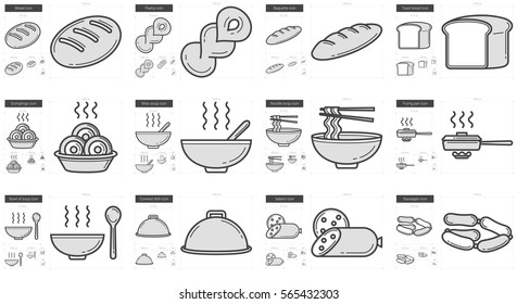Junk food vector line icon set isolated on white background. Junk food line icon set for infographic, website or app. Scalable icon designed on a grid system.