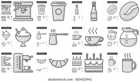 Junk food vector line icon set isolated on white background. Junk food line icon set for infographic, website or app. Scalable icon designed on a grid system.