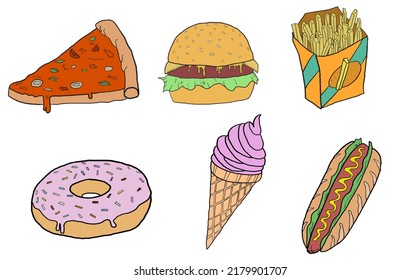 Ilustración del logotipo del vector de comida chatarra
