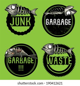 junk and garbage fish leftovers design illustration