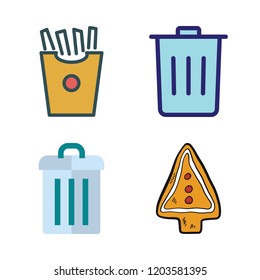 junk icon set. vector set about garbage, trash, french fries and cookie icons set.
