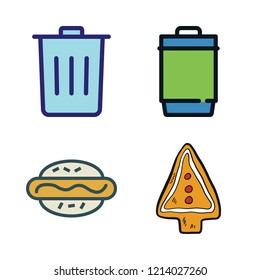 junk icon set. vector set about cookie, trash, hot dog and garbage bin icons set.