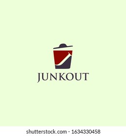 Junk Out Recycling Box Logo With Letter J Trash Can, Logo, Icon, Four