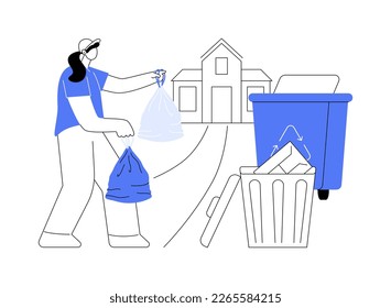 Junk removal abstract concept vector illustration. House maintenance, gardening service, autumn debris cleaning, yard waste disposal, shed demolition, landscaping design abstract metaphor.