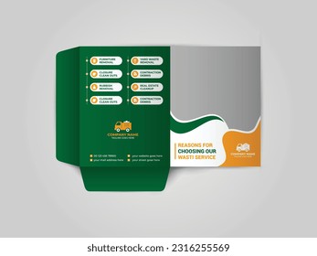 
Diseño de la carpeta de presentación de la empresa de eliminación de correo no deseado. El diseño es para publicar información sobre la empresa, foto, texto. Plantilla de carpeta de presentación de negocios