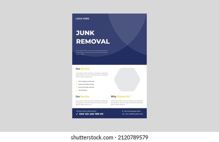 Junk Removal Flyer Template, Yard Junk Waste Removal Flyer Poster Leaflet Design, Waste Removal Poster Leaflet Template.
