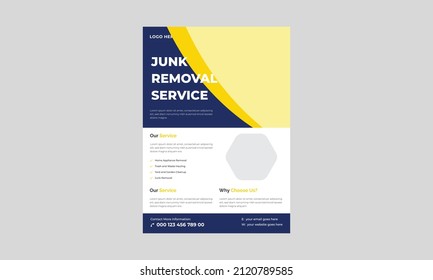 Junk Removal Flyer Template, Yard Junk Waste Removal Flyer Poster Leaflet Design, Waste Removal Poster Leaflet Template.
