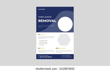 Junk Removal Flyer Template, Yard Junk Waste Removal Flyer Poster Leaflet Design, Waste Removal Poster Leaflet Template
