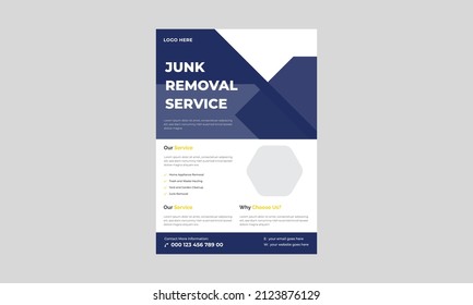 Junk Removal Flyer Template, Yard Junk Waste Removal Flyer Poster Leaflet Design, Waste Removal Poster Leaflet Template.
