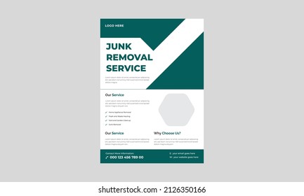 Junk Removal Flyer Template, Yard Junk Waste Removal Flyer Poster Leaflet Design, Waste Removal Poster Leaflet Template.
