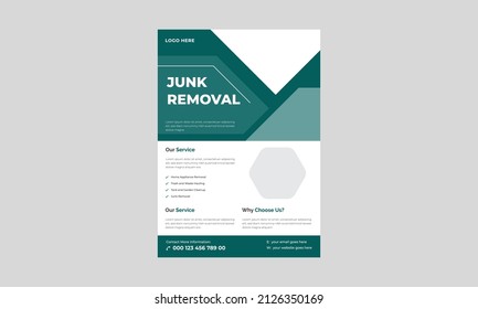 Junk Removal Flyer Template, Yard Junk Waste Removal Flyer Poster Leaflet Design, Waste Removal Poster Leaflet Template.
