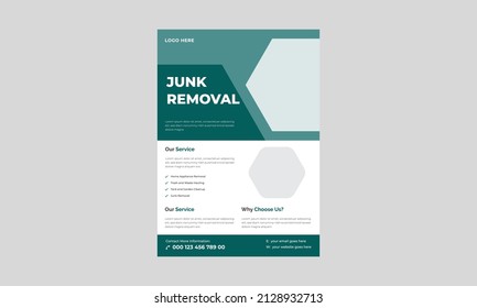 Junk Removal Flyer Template, Yard Junk Waste Removal Flyer Poster Leaflet Design, Waste Removal Poster Leaflet Template.
