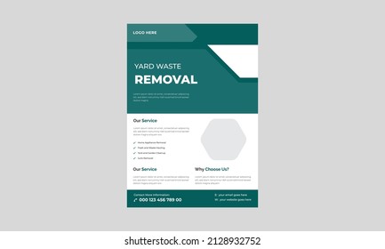 Junk Removal Flyer Template, Yard Junk Waste Removal Flyer Poster Leaflet Design, Waste Removal Poster Leaflet Template.
