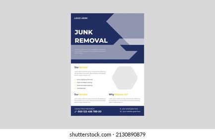 Junk Removal Flyer Template, Yard Junk Waste Removal Flyer Poster Leaflet Design, Waste Removal Poster Leaflet Template.
