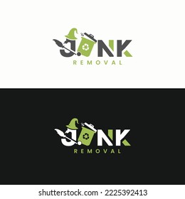 Junk Removal - Rubbish bin Junk cleaner logo design, environmentally friendly garbage disposal service, modern minimalist design icon - Junk Wizard