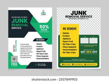 Junk removal service flyer design leaflet layout template