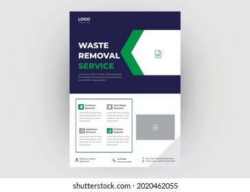 Junk Removal Service Flyer Template. Waste Removal Poster Leaflet Template. Yard Junk Waste Removal Flyer Poster Leaflet Design