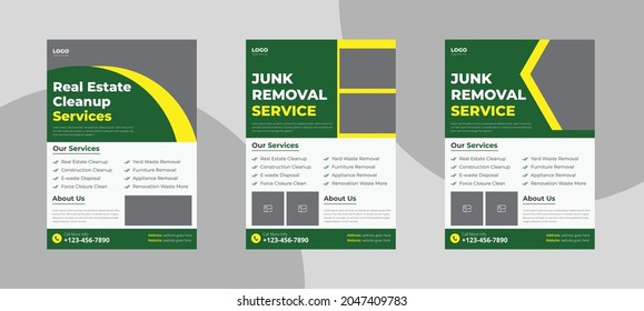 Junk Removal Service Flyer Template. Waste Removal Poster Leaflet Template. Yard Junk Waste Removal Flyer Poster Leaflet Design