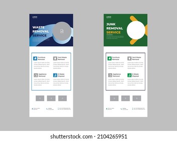 Junk removal service  template roll up banner design,  E-waste sorting and recycling dl flyer template.
