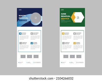 Junk Removal Service  Template Roll Up Banner Design,  E-waste Sorting And Recycling Dl Flyer Template.
