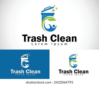 junk remove logo creative design concept nature trash clean business