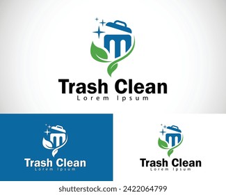 junk remove logo creative design concept nature trash clean business