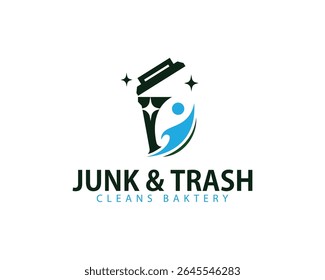 junk trash logo creative design concept removal clean icon