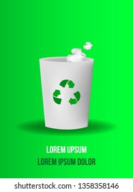 Junk, wastepaper in rubbish isolated on background, vector illustration.