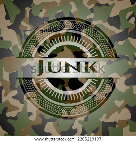 Junk written on a camo texture. Vector Illustration. Detailed. 