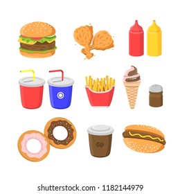 junkfood and fastfood vector illustration set