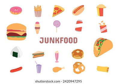 Junkfood Flat Vector Illustration Icon Sticker Set Design Materials
