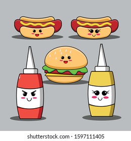 junkfood food  burger hotdog character